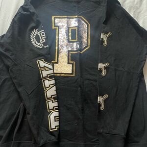 Black and Gold Sequin Long sleeve Tee